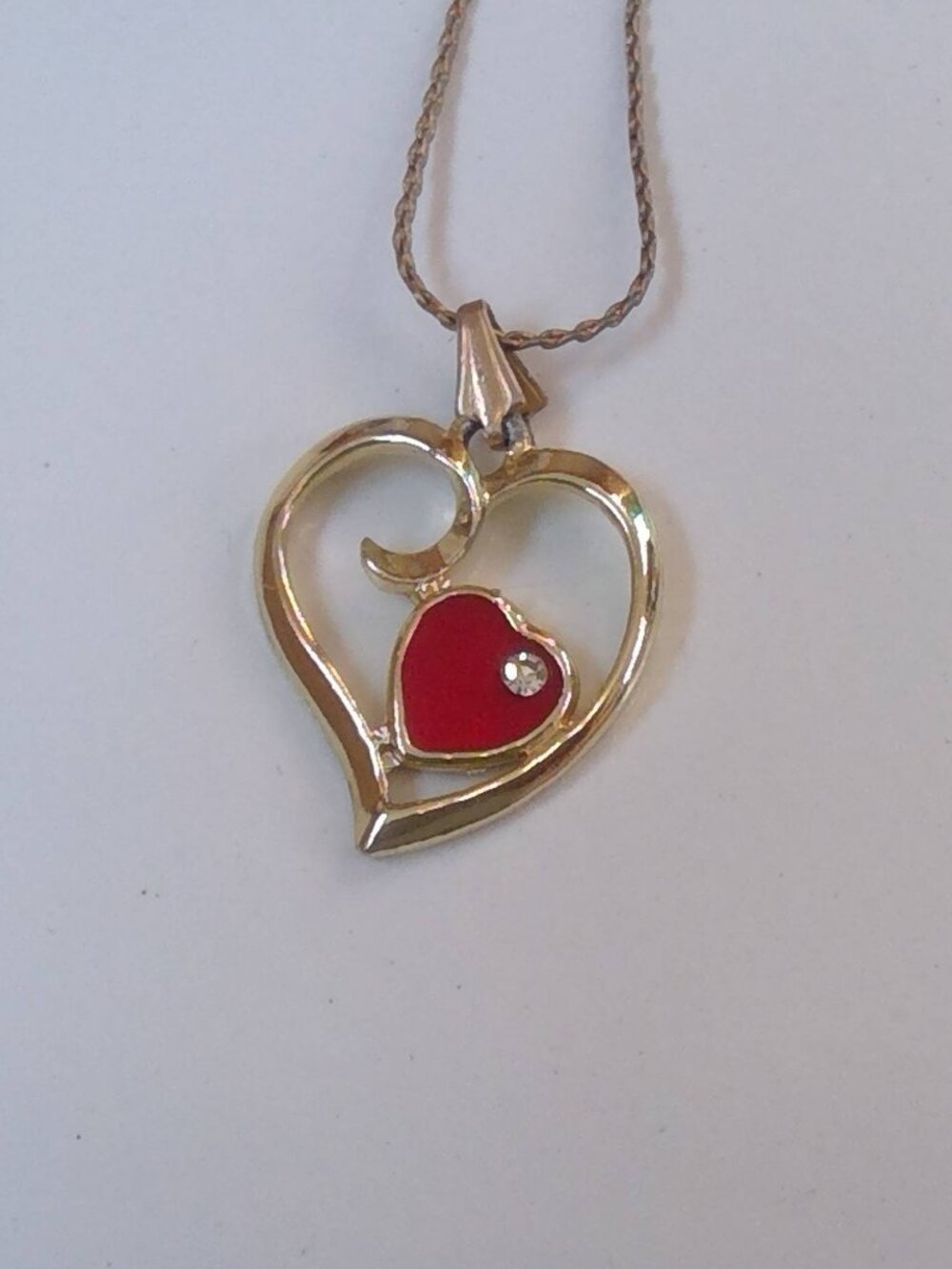 Red enamel heart necklace